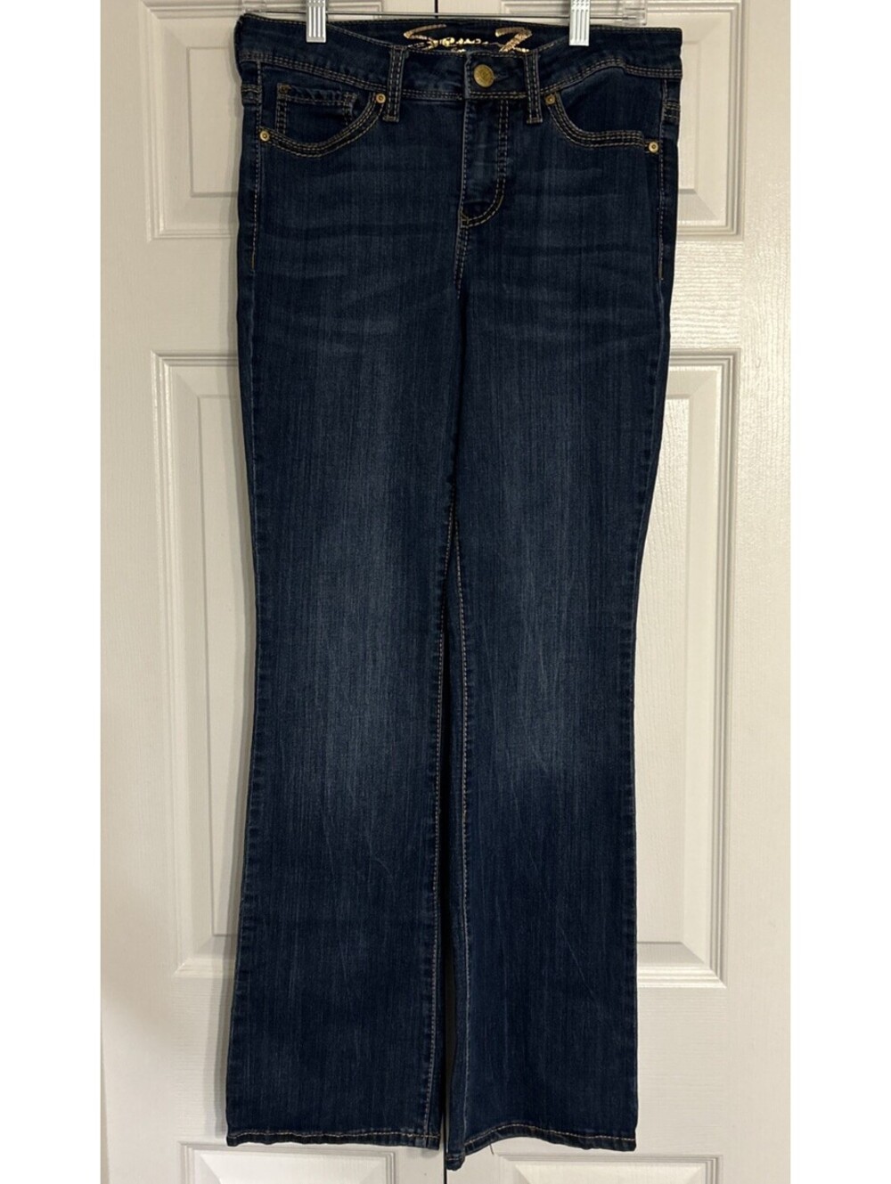 Seven7 Premium Denim Women's Rocker Slim Boot Blue Jeans Dark Wash size 4